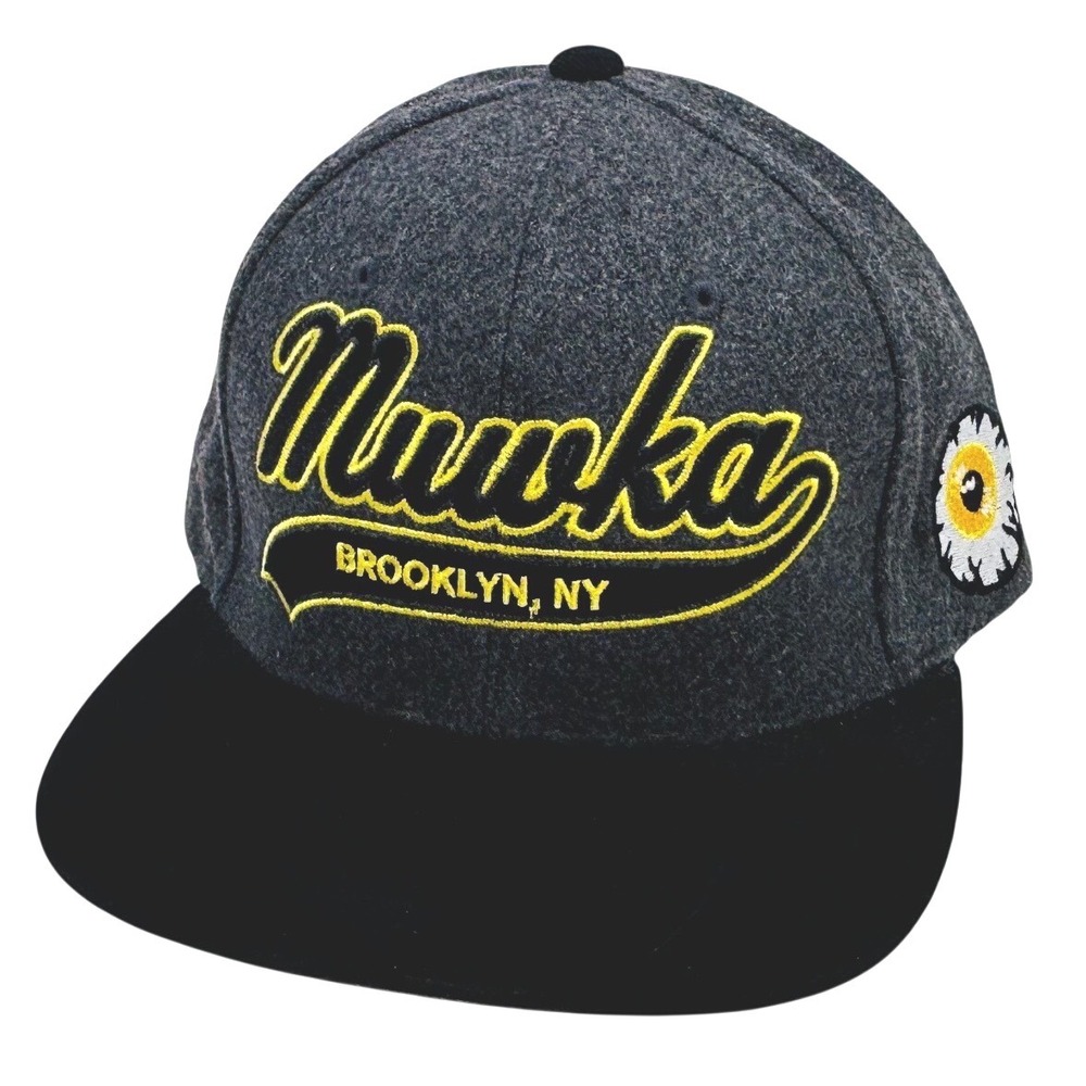 Mishka Brooklyn NY Starter Snapback Hat Grey Wool Blend Flat Brim Baseball Cap